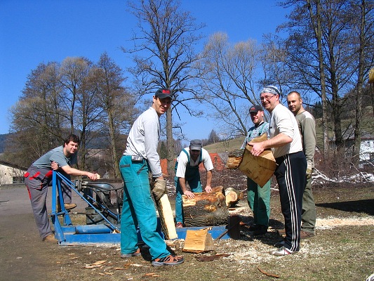 Brigáda na štípání dřeva z pokáceného javoru 2009 2