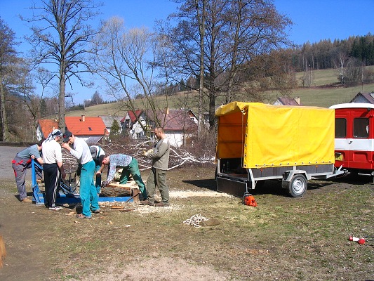 Brigáda na štípání dřeva z pokáceného javoru 2009 5